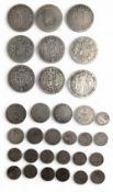 Pre 1920 Solid Silver British Coins: with a good collection of half-crowns for years 1870? Worn date