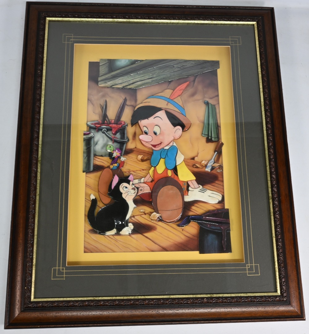 Disney Pinocchio 3D Image framed Print Picture, under glass size 64cm x 79cm
