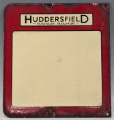 Huddersfield Passenger Transport Bus Stop double sided Enamel Sign, size #33cm x 36cm