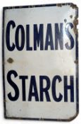 Vintage Enamel Advertising Sign for Colman`s Starch - single sided sign with wear - size 61cm x