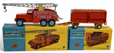 Corgi Toys Chipperfield's 1121 Circus Crane Truck and 1123 Cage with Polar Bears both in Original