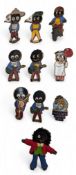 Vintage enamel Robinson Advertising Golly Badges, with Gomm examples of scouts yellow and white