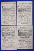 Four Wigan rugby league home programmes 1948-1949 to include Leigh Wakefield Trinity Leigh 'A' and