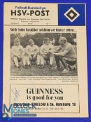 1973 Tour match: Hamburg SV v Manchester Utd friendly match programme 3 August 1973 scarce issue;