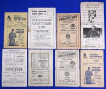 Eight Wigan Rugby League away programmes from the 1952/53 season to include Warrington x2 Barrow
