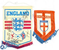 England Football Pennant, with signatures of David Seaman, Kevin Keegan, Wes Brown, Robbie Fowler,