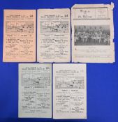 Five Wigan rugby league home programmes 1949-1950 to include Salford 'A' Warrington St Helens