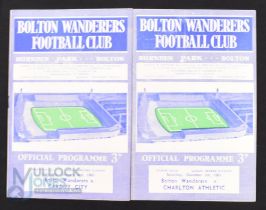 1964/65 POSTPONED Bolton Wanderers v Cardiff City (2nd January 1965), v Charlton Athletic (5
