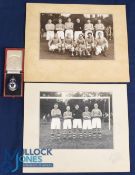Alford Town 1948/49 team photograph with mascot, trophies and separate photo featuring 5 players (