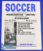 1967 Auckland (New Zealand) v Manchester Utd friendly match programme at Carlaw Park 28 May 1967;