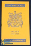 1956/57 Leeds Utd v Manchester Utd Div. 1 match programme 30 March 1957; no writing, good. (1) NB: