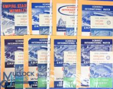 Collection of England international schools match programmes (plus community singing sheet with each