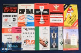 WRU Cup etc Rugby Programmes (13): WRU Finals: 72, 73, 74, 83 and 89; Semi: Pontypool v Neath 88;