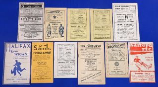 Eleven Wigan Rugby League away programmes from the 1948/49 season to include Leeds Warrington