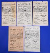 Five Wigan rugby league home programmes 1949-1950 to include Wakefield Trinity Swinton
