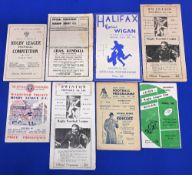 Eight Wigan Rugby League away programmes from the 1951/52 season to include Festival of Britain