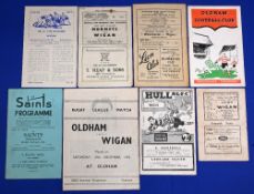 Eight Wigan Rugby League away programmes from the 1952/53 season to include Belle Vue Rangers