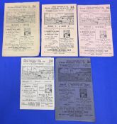 Five Wigan rugby league home programmes 1950-1951 to include Leeds Leigh 'A' Dewsbury Barrow