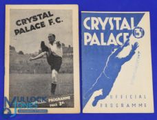 1946/47 Crystal Palace v Torquay Utd Div. 3 (S) match programme Xmas Day 1946 plus insert; 1952/53