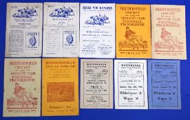 Rugby League programmes to include Belle Vue Rangers v 49/50 Whitehaven 50/51 Batley 53/54