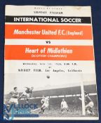 1960 American/Canadian Tour Heart of Midlothian v Manchester Utd match programme 1st June 1960 at