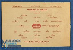 1945/46 Iconic fixture (see below) Manchester Utd v Bolton Wanderers single sheet match programme 27