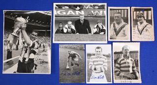 Seven Wigan Rugby League player/coach signed photographs from the forties onwards including John