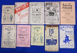 Ten Wigan Rugby League away programmes from the 1949/50 season to include Warrington x2 Batley