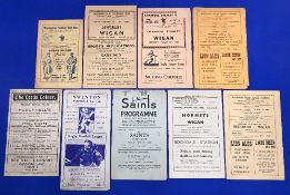 Nine Wigan Rugby League away programmes from the 1950/51 season to include Warrington Dewsbury