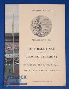 1956 Olympic Games in Melbourne, Closing Ceremony and Football Final USSR v Yugoslavia 8 December
