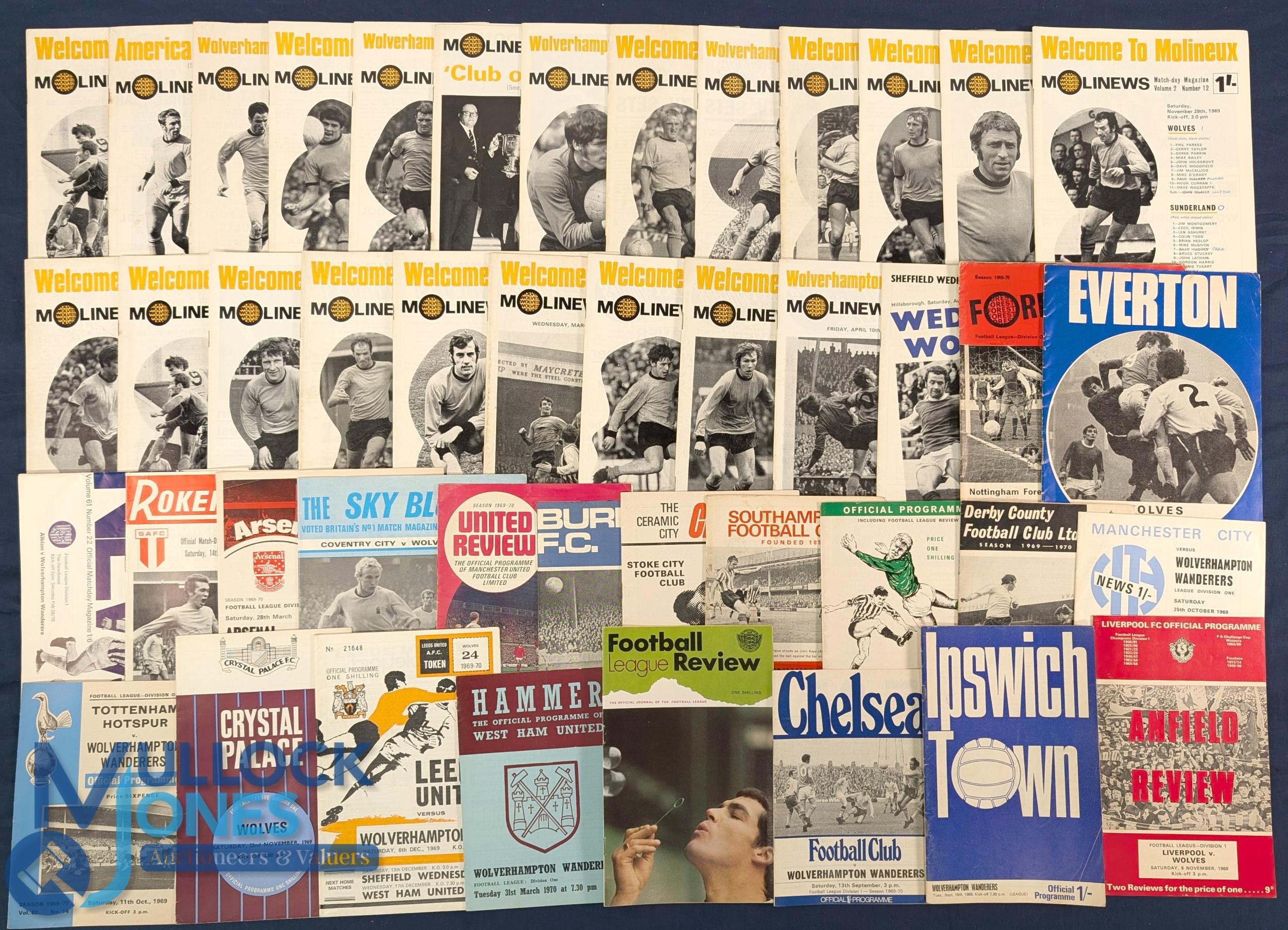 1968-69 Wolverhampton Wanderers Football Programmes, a collection of home and away programmes, to