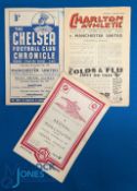 1947/48 Manchester Utd away Div. 1 match programmes Chelsea (slight mark), Arsenal, Charlton