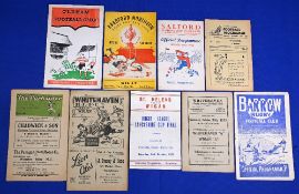 Nine Wigan Rugby League away programmes from the 1953/54 season to include Oldham Bradford