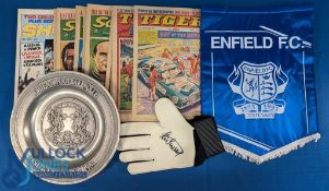Football Collectables: Orient Football Club 1881-1981 centenary metal plates, Enfield FC centenary