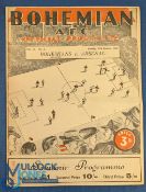 1948 Bohemian AFC (Selected) v Arsenal friendly football programme date 17 Oct, centre fold, light