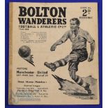 1950/51 Bolton Wanderers home match programme v Manchester Utd Div. 1 26 August 1950,3 team changes,