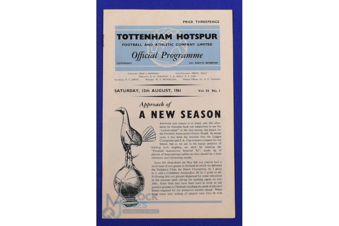 1961 Charity Shield Tottenham Hotspur v FA XI at White Hart Lane 12 August 1961; good. (1) NB: FA XI