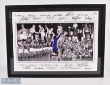 Manchester United Memories Autographed display featuring a montage of players and managers to centre