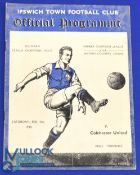 Pre-War 1937/1938 Ipswich Town v Colchester Utd Southern League match programme 5 February 1938;