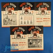 1954/55 Manchester Utd home match programmes Sheffield Wednesday, Sunderland, WBA, Aston Villa,