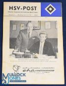 1959 German Tour: Hamburger SV v Manchester Utd challenge match programme 12 August 1959 HSV-POST