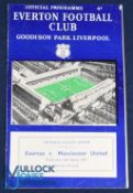 1956/57 Everton v Manchester Utd Div. 1 match programme Wednesday 6 March 1957; slight mark, team