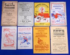 Eight Wigan Rugby League away programmes from the 1952/53 season to include St Helens Rochdale