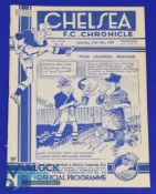 Pre-War 1936/1937 Chelsea v Manchester Utd. Div. 1 match programme 27 February 1937 at Stamford