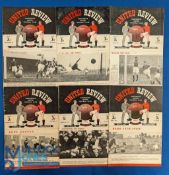 1949/50 Manchester Utd home match programmes Fulham, Burnley, Derby County, Middlesbrough, Wolves,