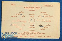 1944/45 Manchester Utd v Chesterfield War Cup North s/f 1st leg single sheet match programme 5 May
