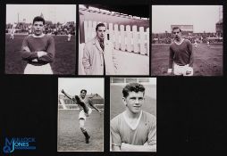 Selection of Manchester player b&w retro photos featuring players Harold Bratt, Johnny Giles, Mark