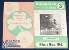 1959/60 Friendly match programmes aways at Shamrock Rovers 5 April 1960 (good); at Hibernian (