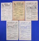 Five Wigan rugby league home programmes 1945-1947 to include 45/46 Rochdale 46/47 Widnes and