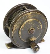 Eaton & Deller Makers, Crooked Lane, London, brass and ebonite reel, 2 ½